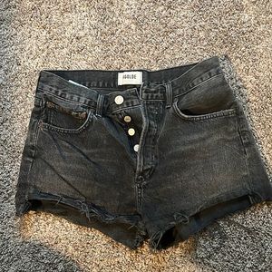Agolde Black Distressed Denim Cutoff Shorts